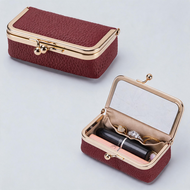 Faux Leather Kiss Lock Wallet