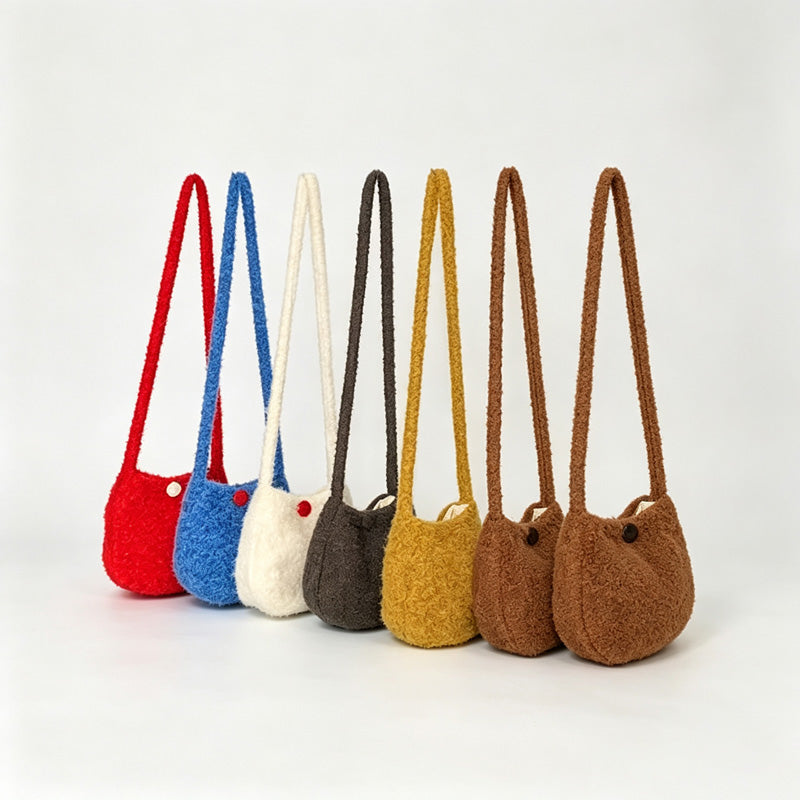 Fleece Oval Crossbody Bag