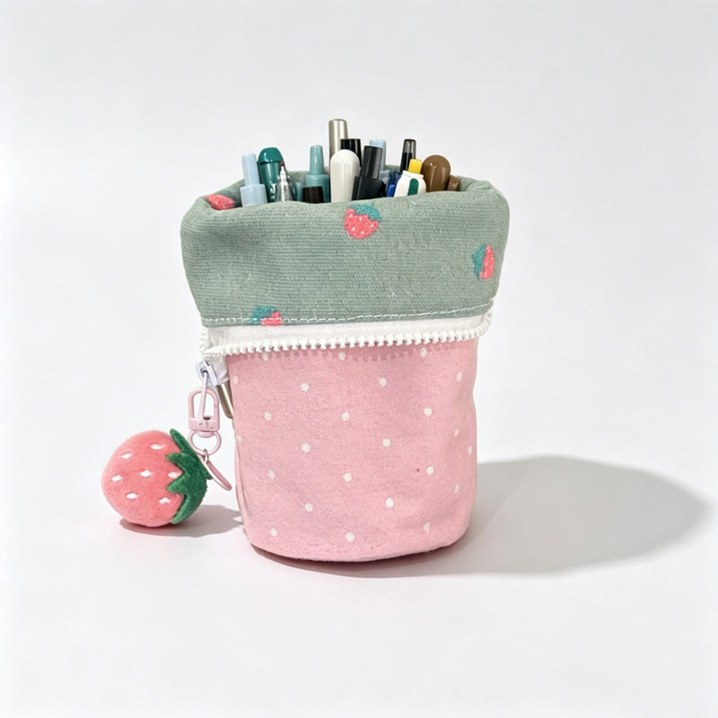 Strawberry Pencil Pouch with Charm