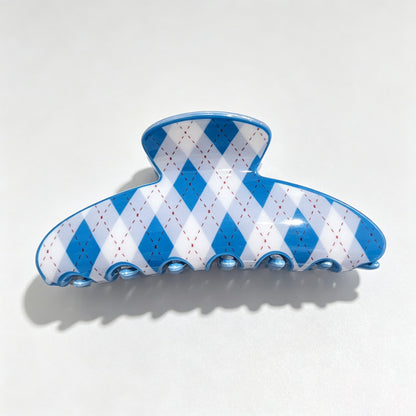 Argyle Print Fan Shape Hair Claw