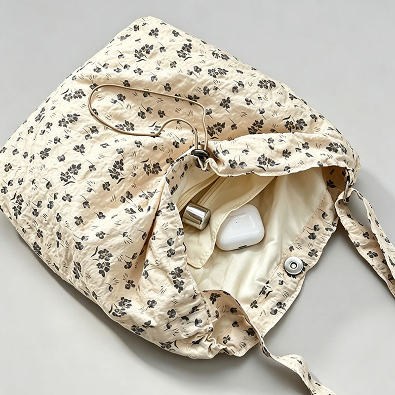 Floral Print Shoulder Tote Bag