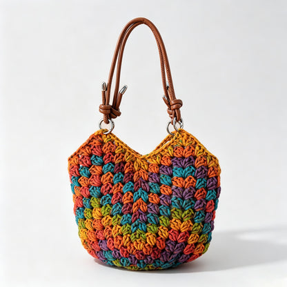 Striped Crochet Crossbody Bag