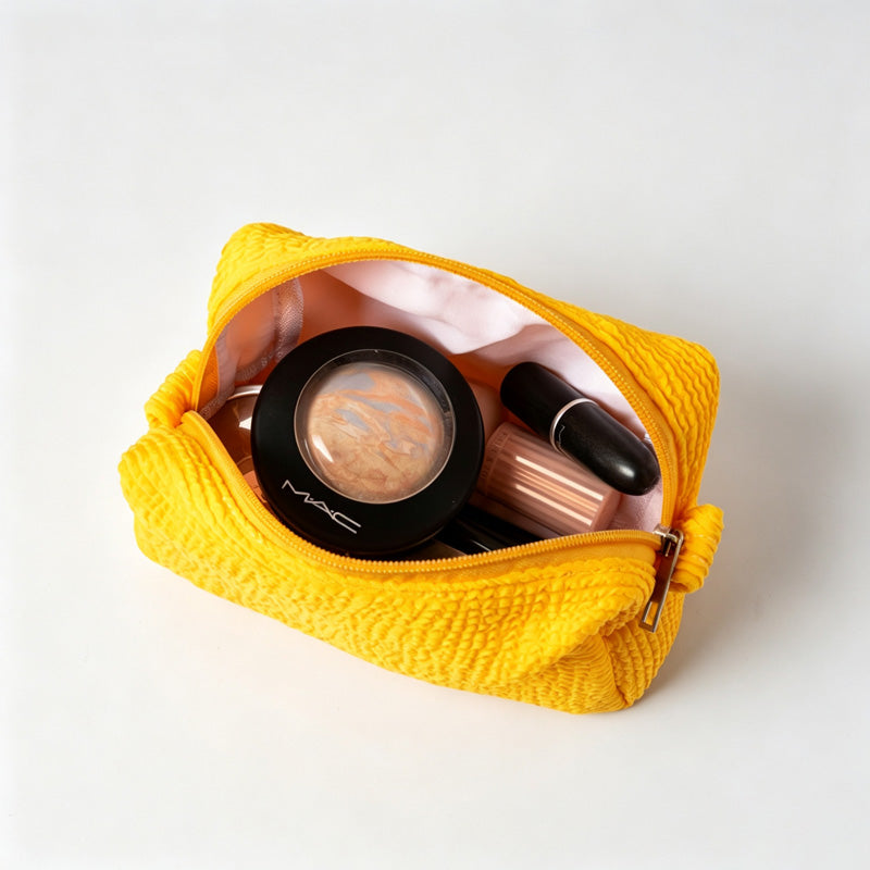 Waffle‑Textured Cosmetic Pouch