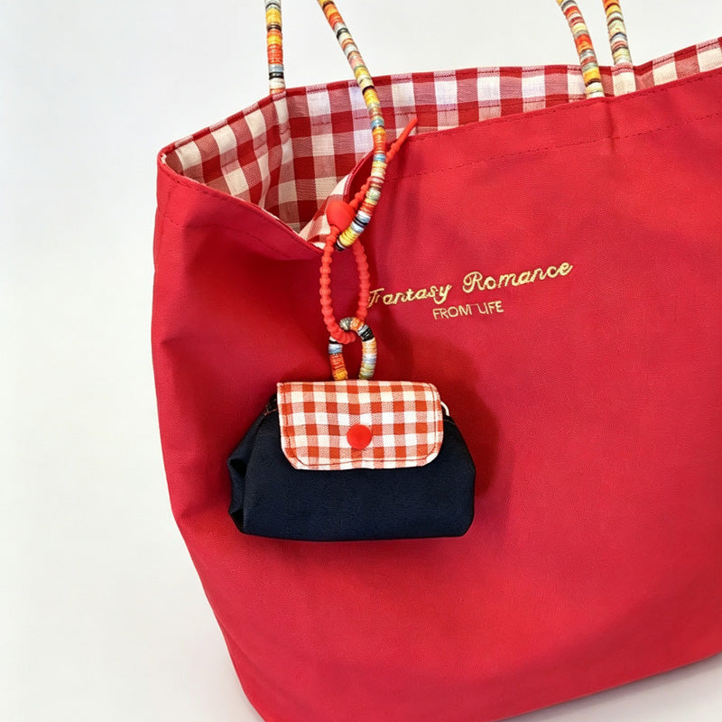 Plaid Flap Canvas Earbud Pouch