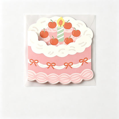 Cake Shaped Folding Greeting Card with Envelope