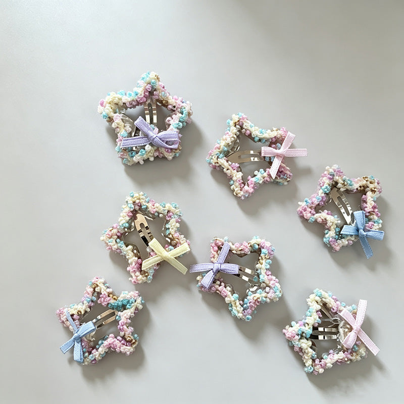 Star Beaded Colorful Hair Clips Set