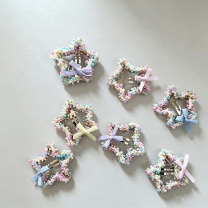 Star Beaded Colorful Hair Clips Set