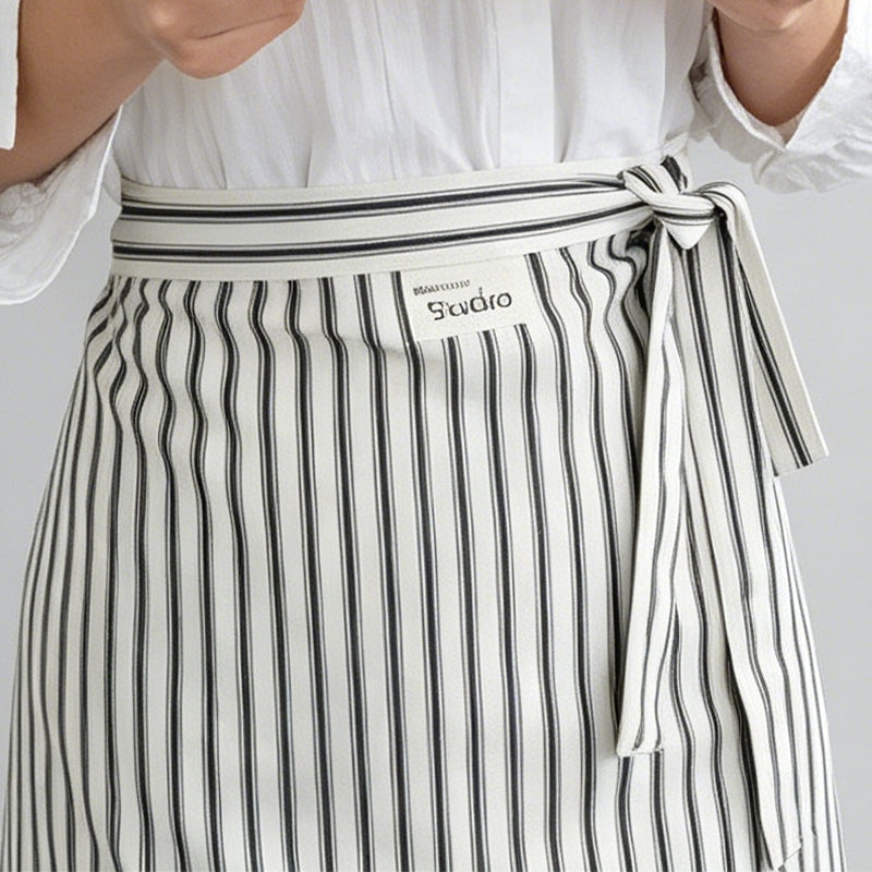 Polished Cotton Linen Fine Stripe Kitchen Waist