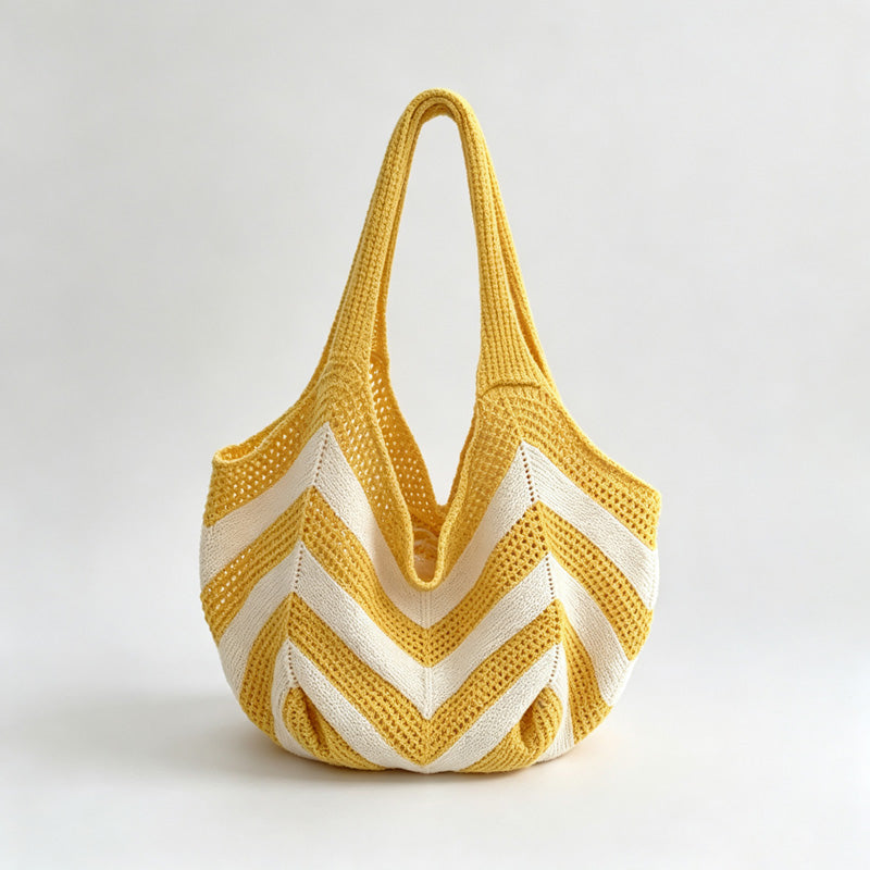 Chevron Stripe Knit Tote Bag
