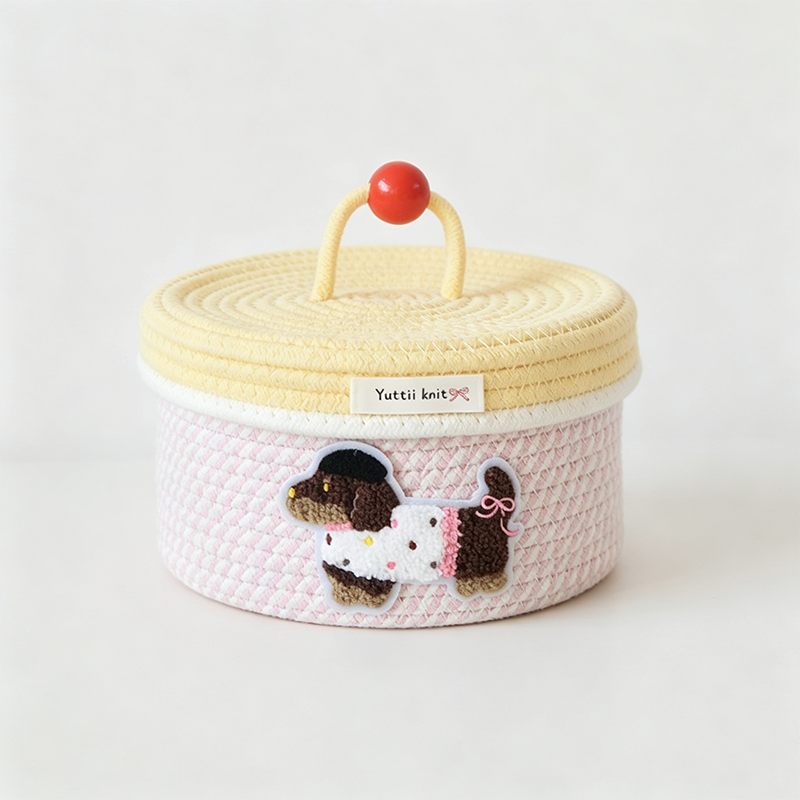 Flower Striped Rope Storage Basket