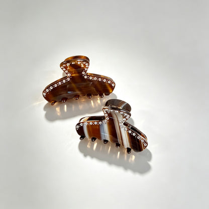 Rhinestone Inlay Striped Hair Claw