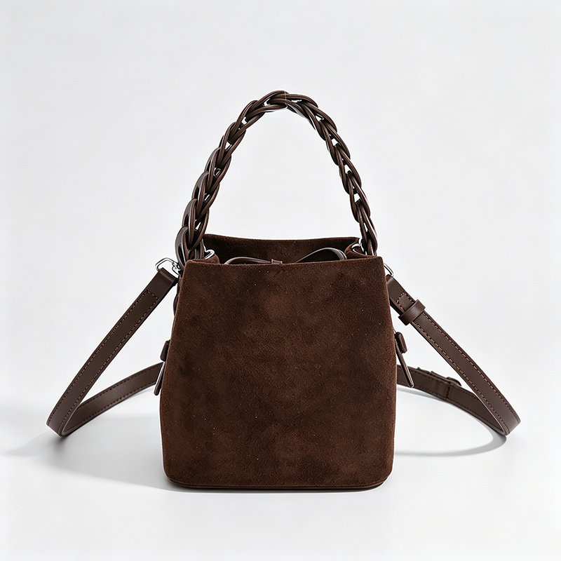 Braided Crossbody Bucket Handle Bag