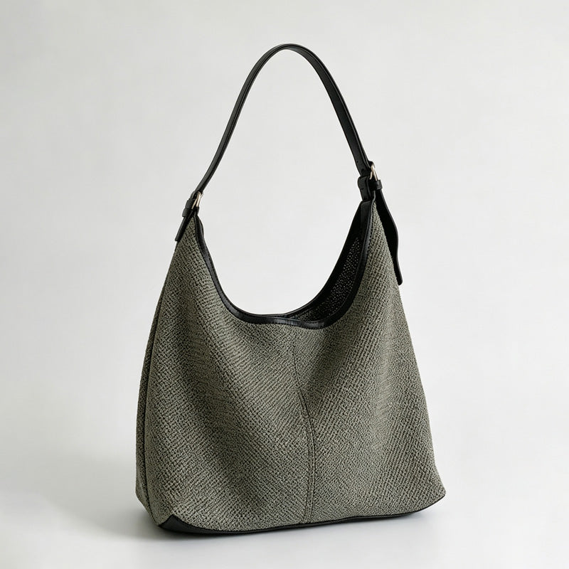 Striped Knit Shoulder Tote