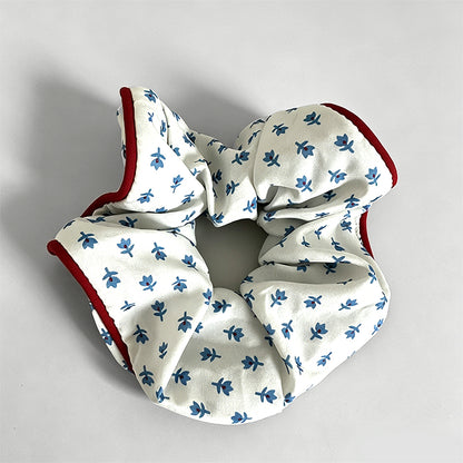 Elegant Retro Plaid Floral Refined Scrunchie