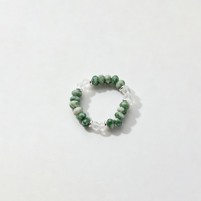 Faux Pearl Crystal Stretch Ring