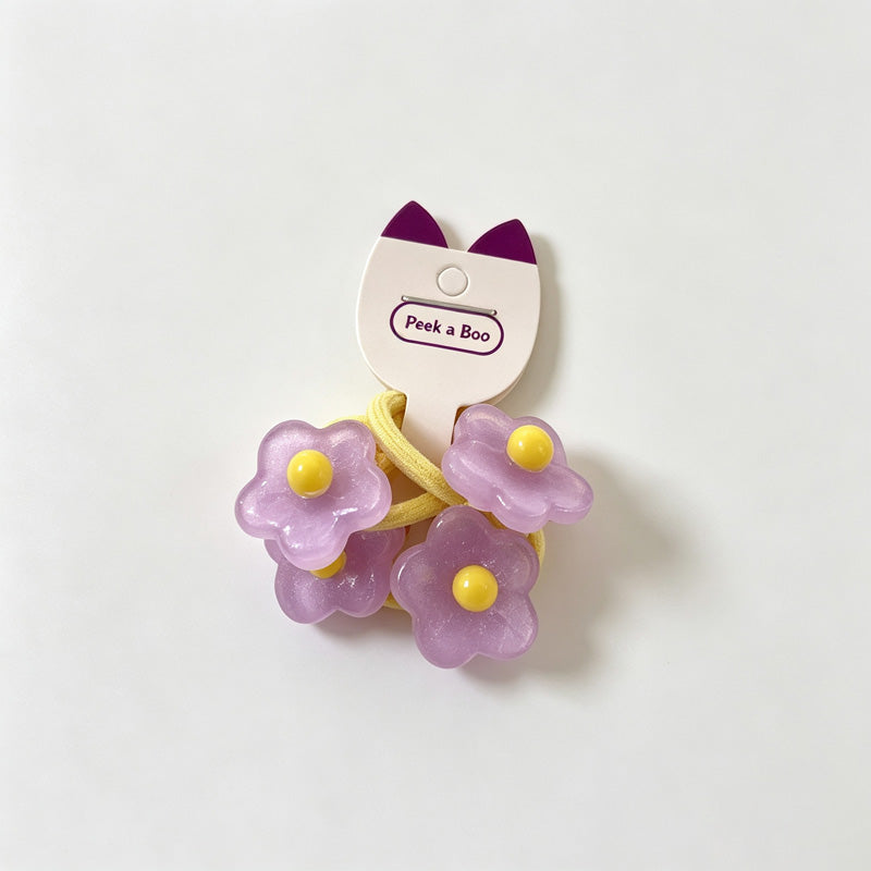 Matte Floral Accent Elastic Hair Ties