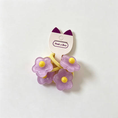 Matte Floral Accent Elastic Hair Ties