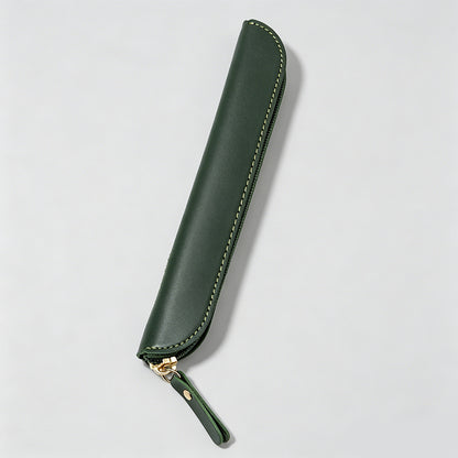 Solid Color Leather Pencil Case