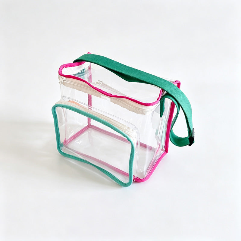 Color‑Trim PVC Crossbody Pouch
