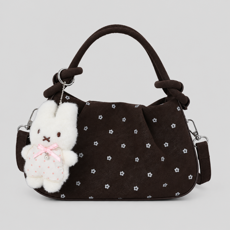 Floral Print Handbag with Charm