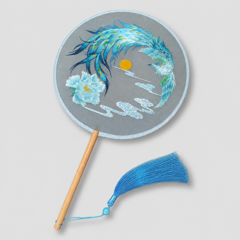 Silk Embroidery Round Hand Fan