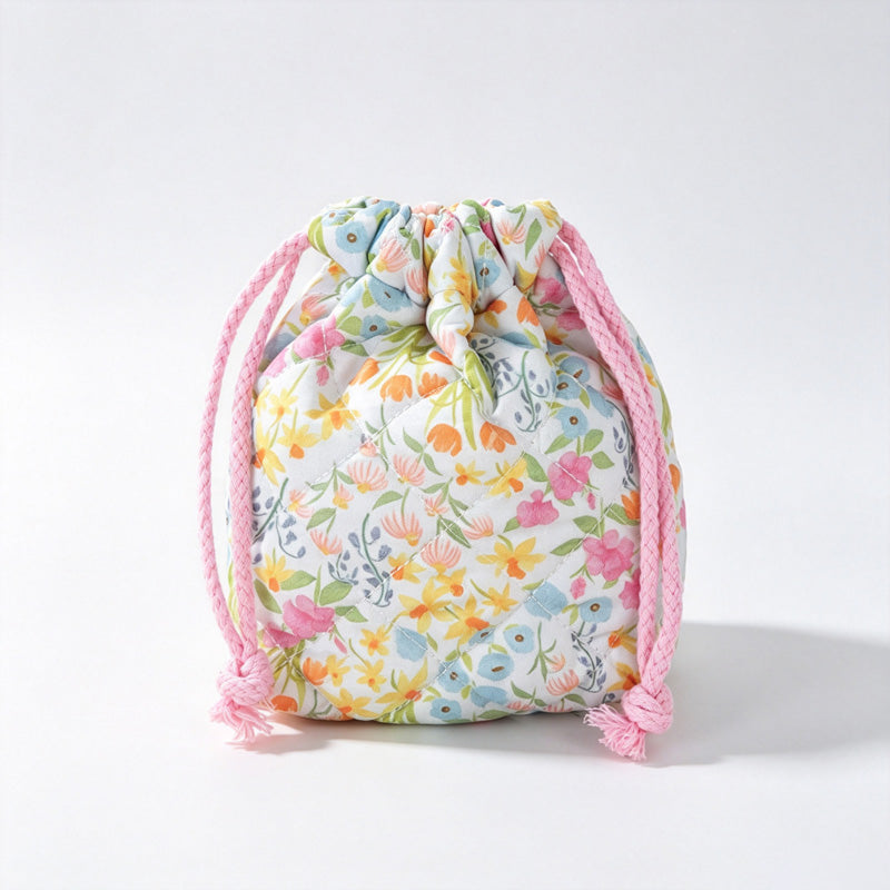 Floral Print Drawstring Storage Pouch