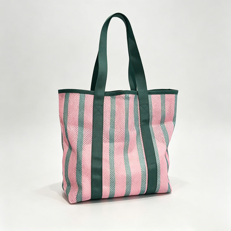 Bright Stripe Mesh Tote Bag