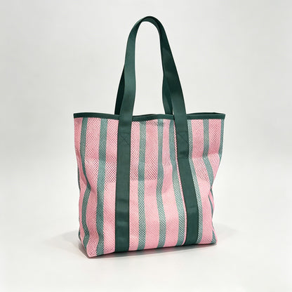 Bright Stripe Mesh Tote Bag