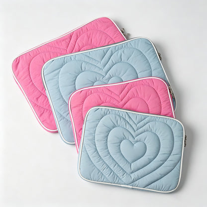 Heart Quilted Zipper Tablet Pouch