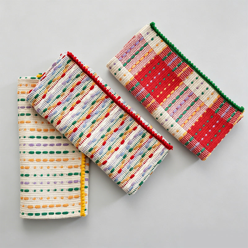 Christmas Striped Woven Fabric Heat Resistant Dining Placemat