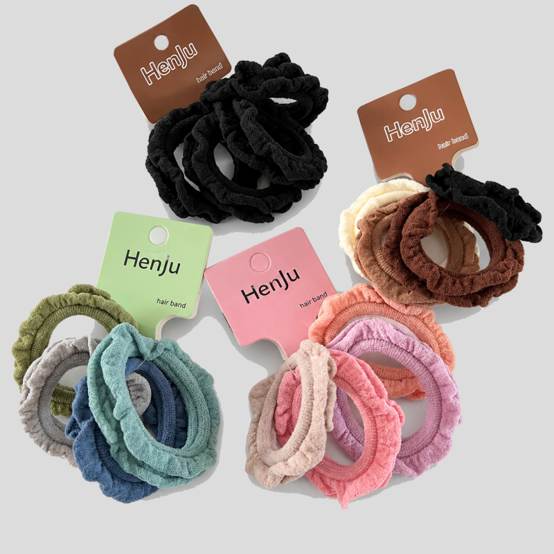 Ruffled Fabric Hair Ties Set