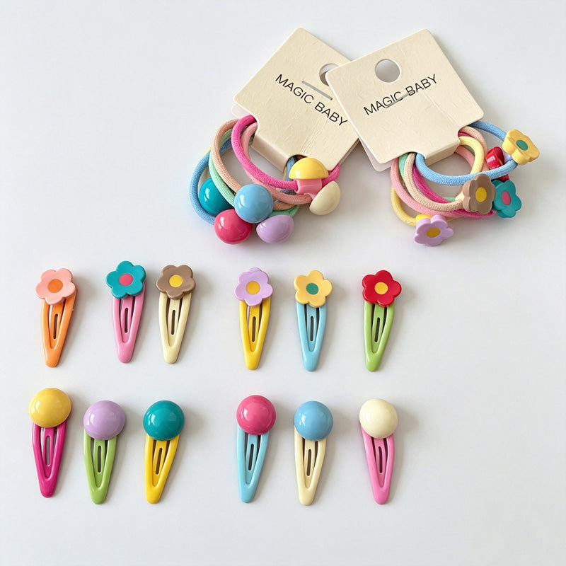 Colorful Flower Hair Clips Set