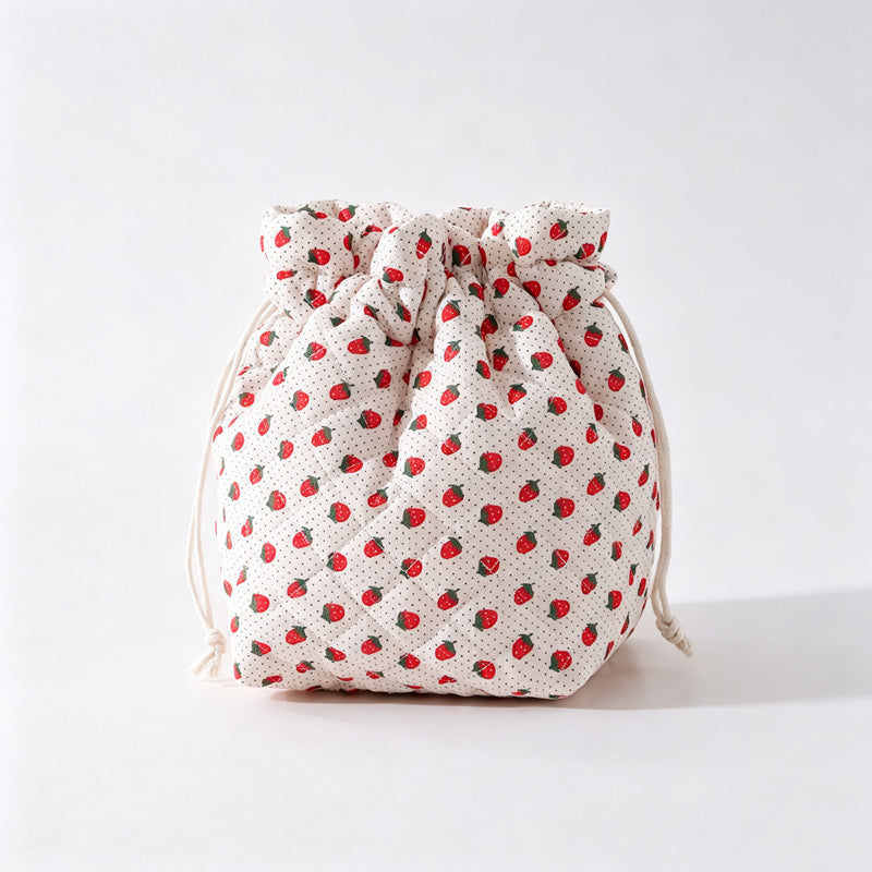 Floral Print Drawstring Storage Pouch