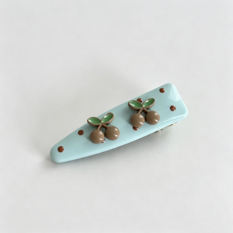 Cherry Polka Dot Hair Clips