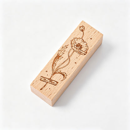 Floral Wooden Rubber Stamp