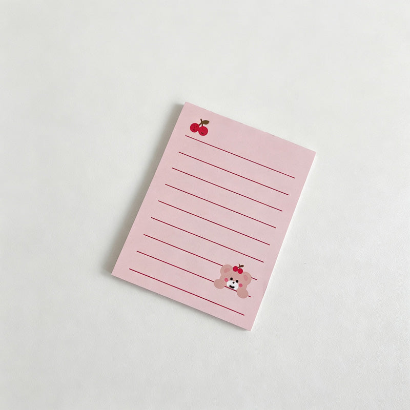 Bear & Cherry Print Non‑Sticky Notes