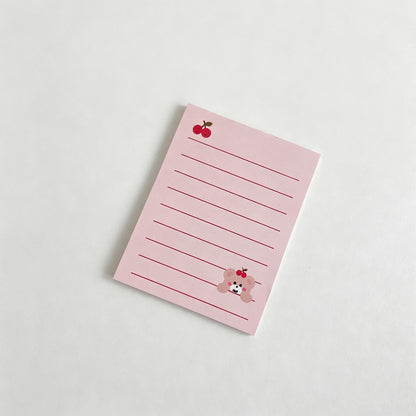 Bear & Cherry Print Non‑Sticky Notes