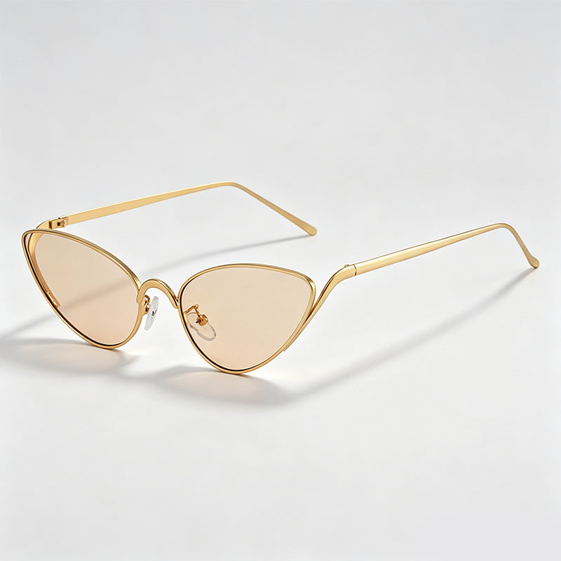 Retro Slim Metal Frame Cat Eye Trendy Sunglasses