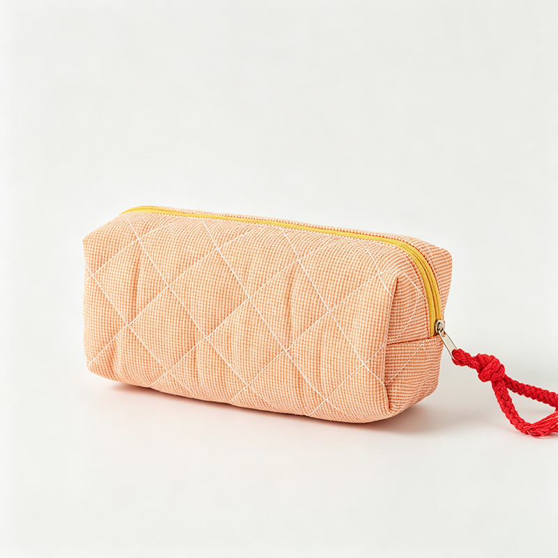 Quilted Plaid Fabric Pencil Pouch