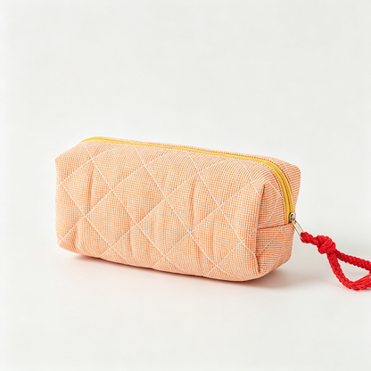Quilted Plaid Fabric Pencil Pouch