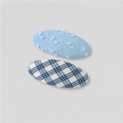 Blue Plaid Hair Clip Set