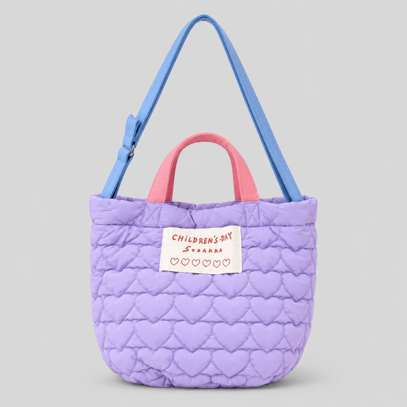 Heart Quilted Large Tote Handle Bag