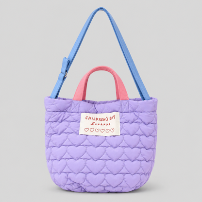 Heart Quilted Large Tote Handle Bag