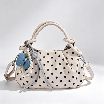Polka Dot Handbag Crossbody Bag with Charm