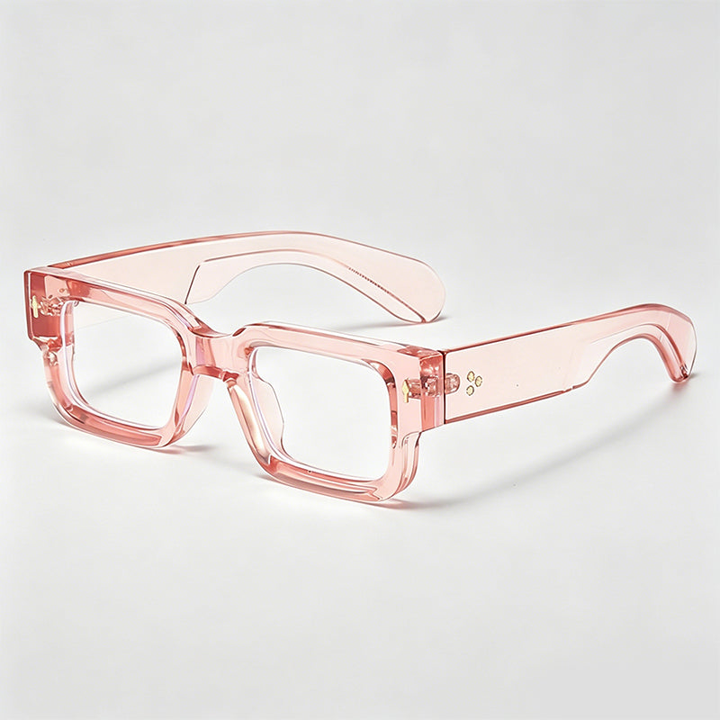 Thick Rectangle Vintage Rivet Decor Glasses