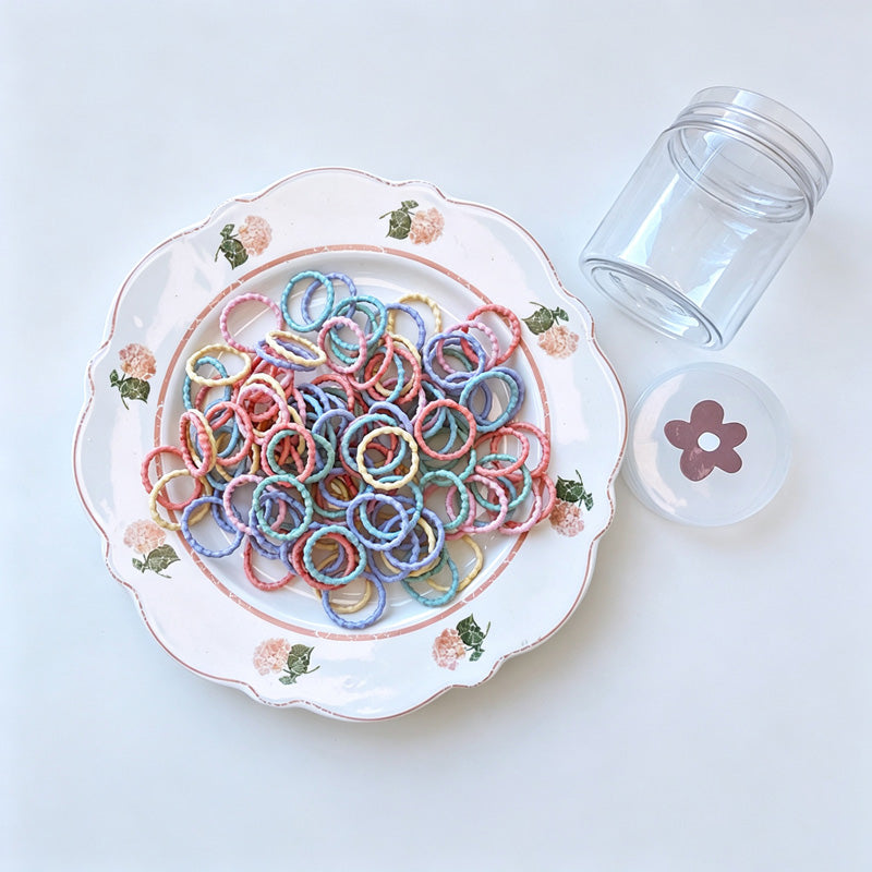 100 PCS Colored Mini Elastic Hair Ties