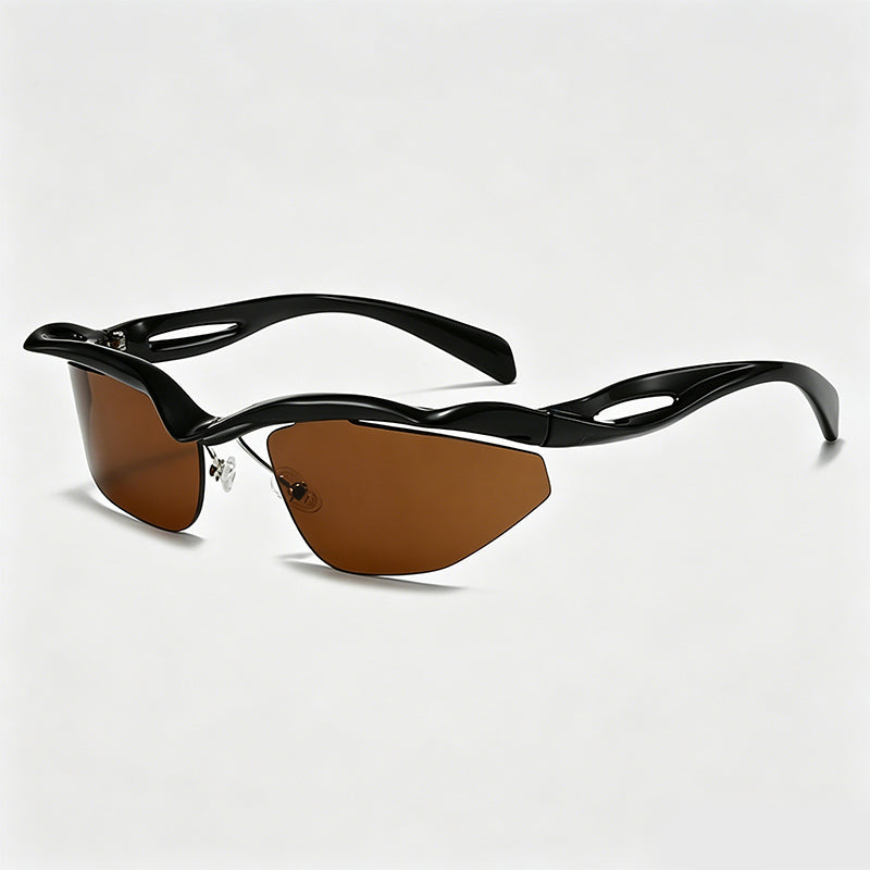 Rimless Irregular Cut Y2K Sport Sunglasses