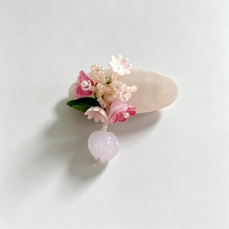 Flower Beaded Duckbill Hair Clips