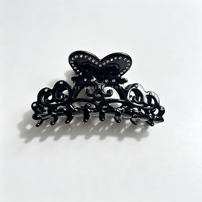 Hollow Heart Rhinestone Hair Claw