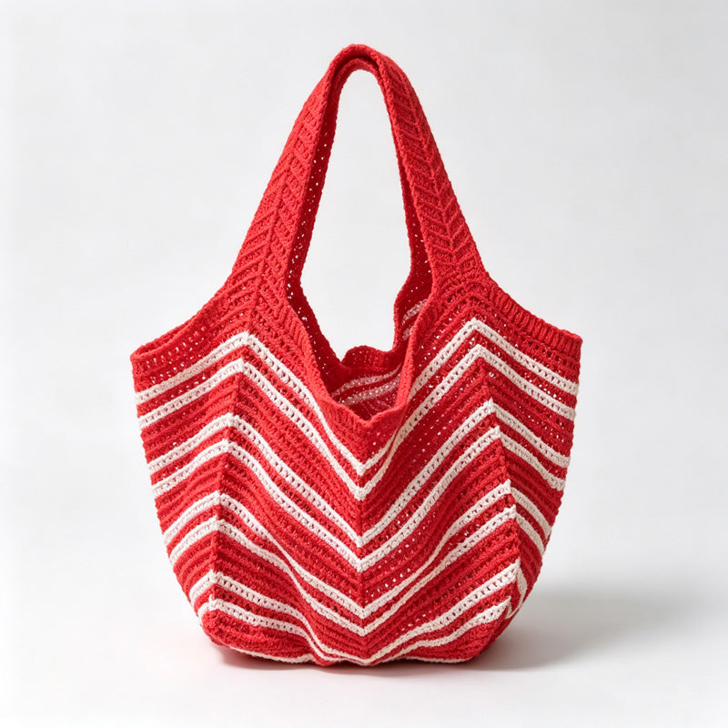 Zigzag Stripe Knit Tote Bag